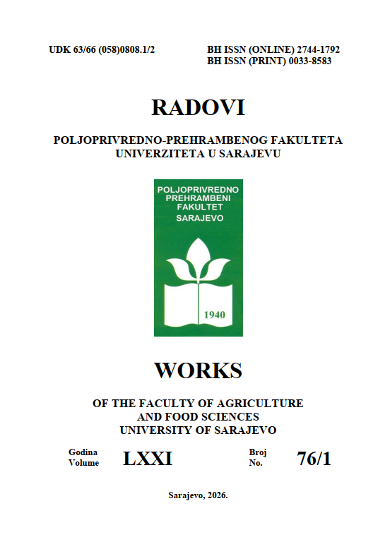 					View Vol. 76 No. 1 (2026): Works of the Faculty of Agriculture and Food Sciences University of Sarajevo
				
