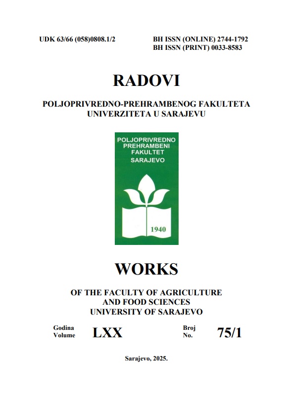 					View Vol. 75 No. 1 (2025): Works of the Faculty of Agriculture and Food Sciences University of Sarajevo
				